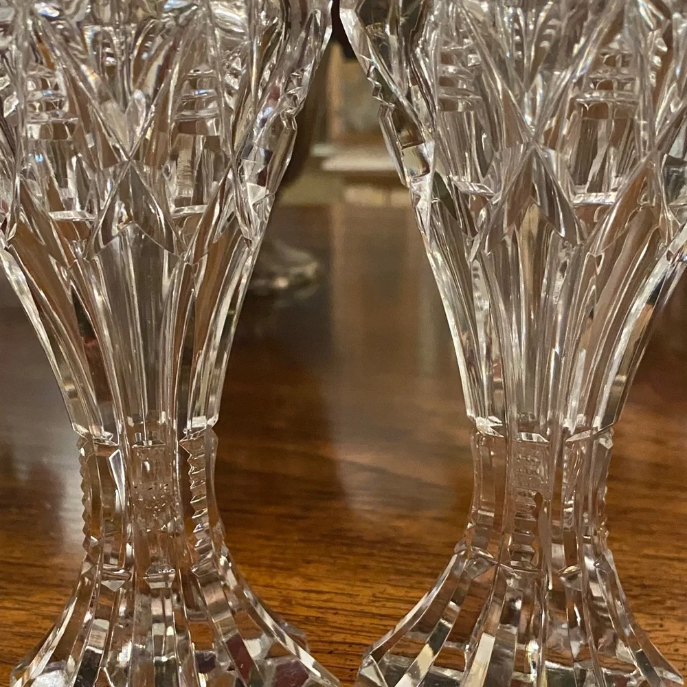 Vintage Tall Crystal Salt Pepper Shakers Footed 7.75” MCM Table Decor Pair